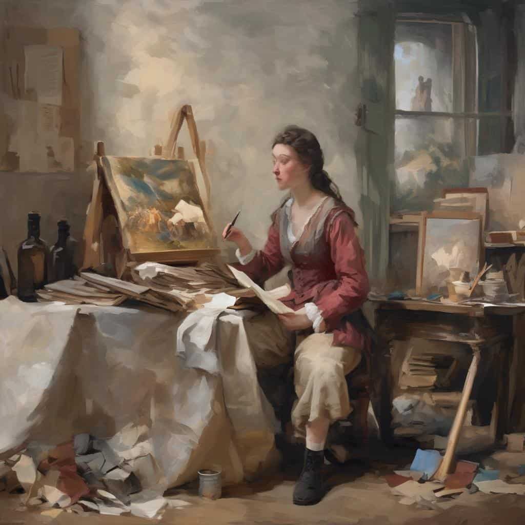 Ζωγράφος και καλλιτέχνης στην εργασία, δημιουργία και καινοτομίες στην τέχνη.