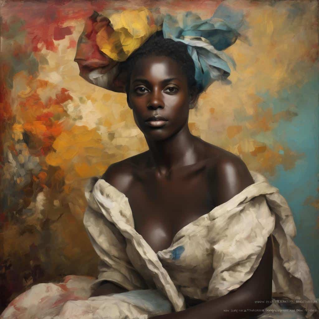 Μαύρη γυναίκα πορτρέτο διακριτικό, δημιουργία και καινοτομίες στην τέχνη της απεικόνισης.